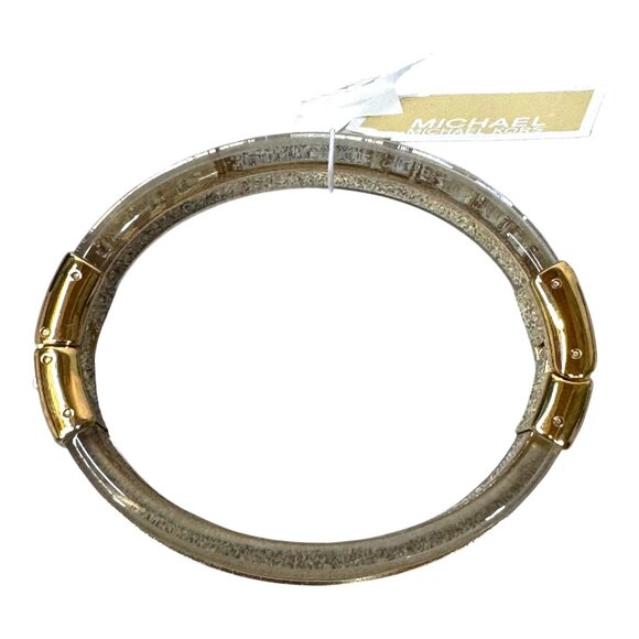 Michael Kors Gold-Tone & Clear Lucite Hinge Bracelet NEW with DEFECTS See Pics - Picture 9 of 9